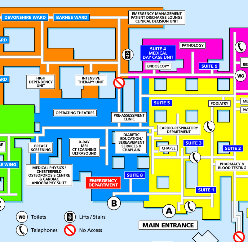 Hospital Corridor Plans produced by Location Maps Ltd